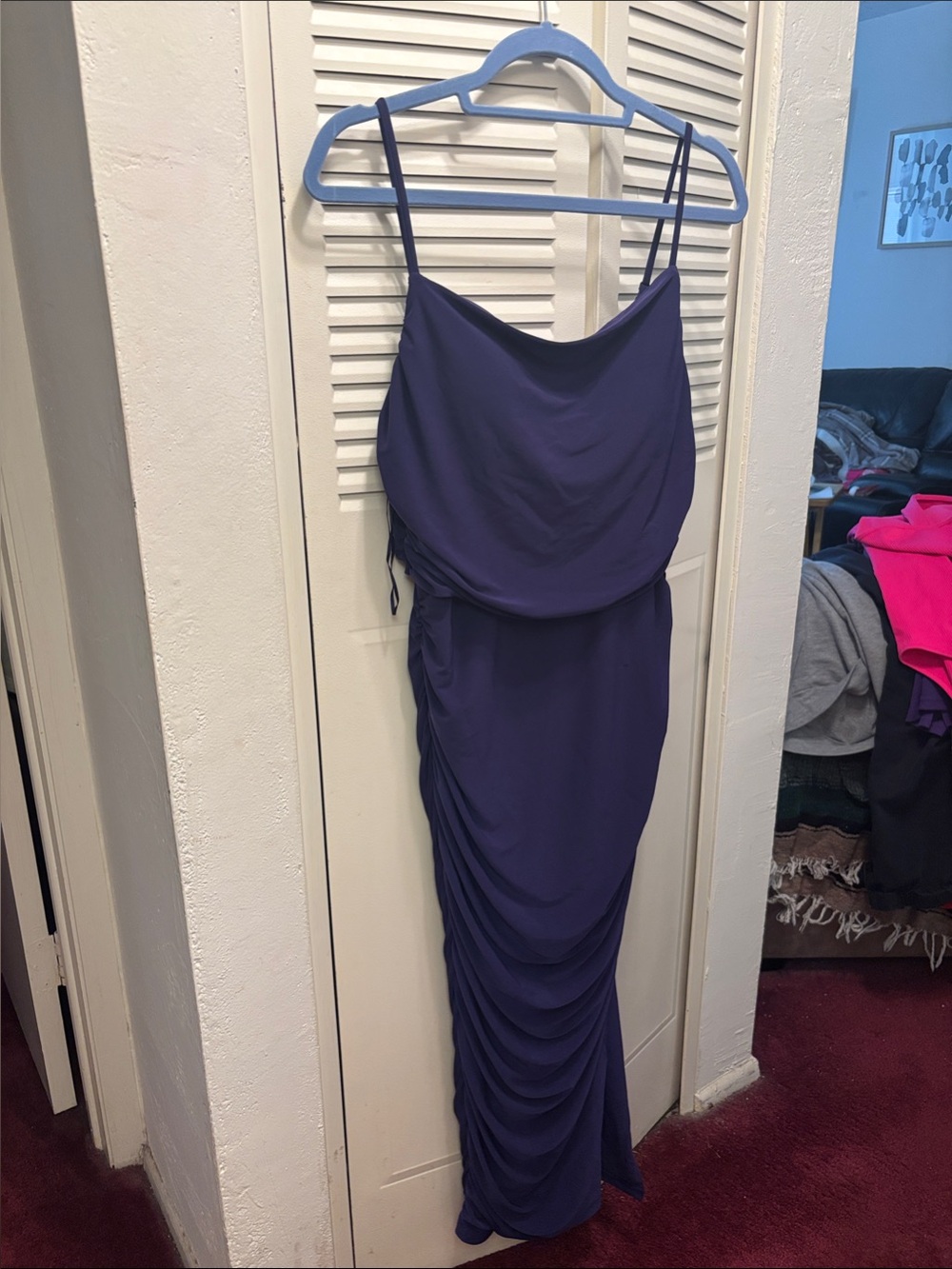 Express Deep Purple Cowl Neck Maxi Dress with Spaghetti Straps